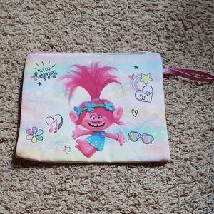 Pink Trolls Print Kids Wristlet Pouch